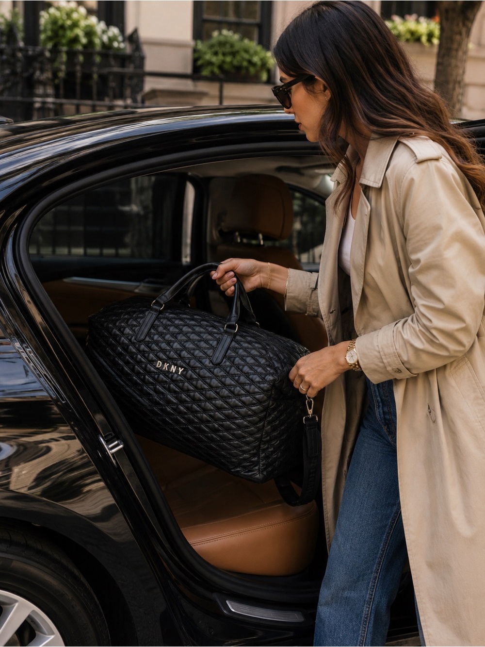 Duffel Bag DKNY Black Quilted Travel Weekender - Picture 3 of 16